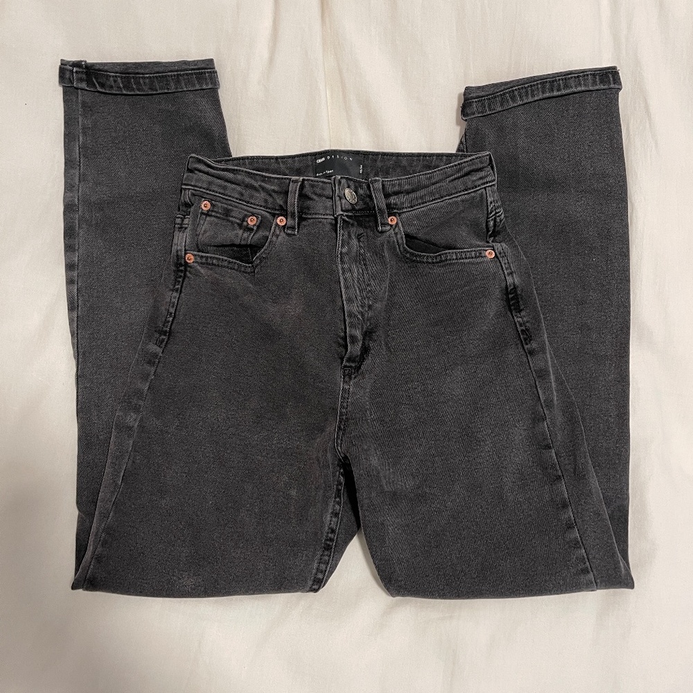 ASOS DESIGN high rise Farleigh slim fit mom jeans in washed black